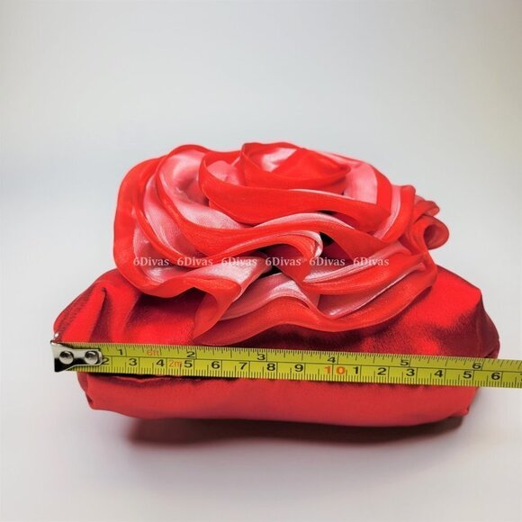 Red and White Floral Evening Purse with Large Round Handle  NWOT - Picture 6 of 6